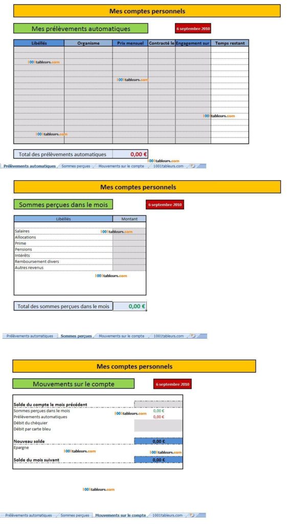 Mes comptes personnels