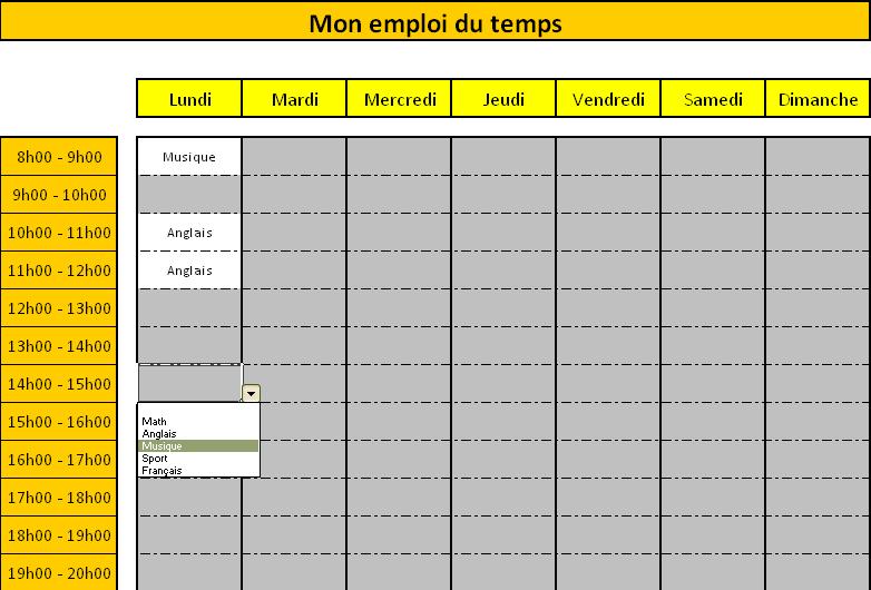 Emploi du temps